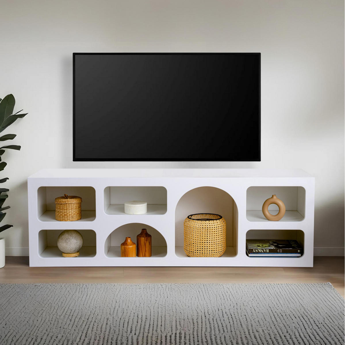 SIDEBOARD Ferlis Weiß Länge 160 cm - Weiß, Holzwerkstoff (160/40/51cm) - Concept Usine