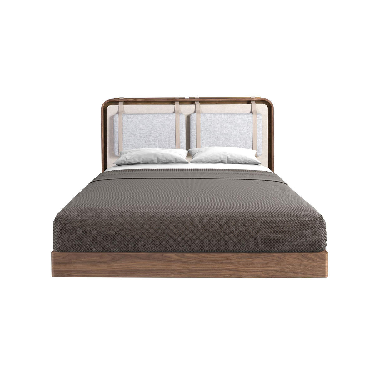 BETT Stoff 170/215/110 cm - Beige/Nussbaumfarben, Holz/Textil (160/200cm) - ANGEL CERDA