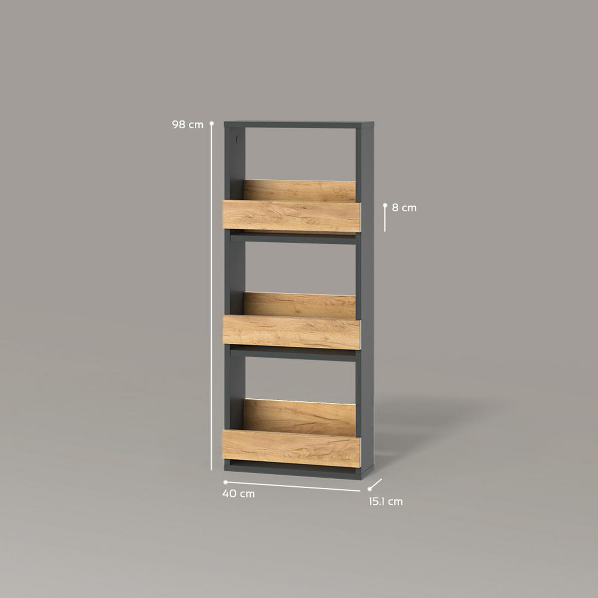 WEINGLASREGAL Regusa Goldkraft Eiche/Anthrazit 40 x 98 cm - Honigeiche/Anthrazit, Holzwerkstoff (40/98/15.1cm) - Livinity®