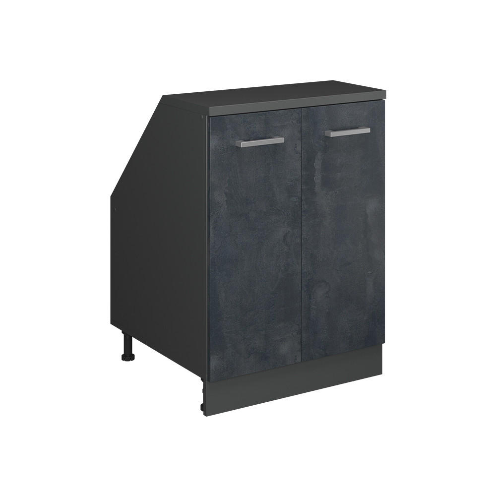 Vicco ŠIKMÁ SKŘÍŇ Rion Černý beton 60 x 81.6 cm se 2 dveřmi, korpus skříně hloubka 60 cm
