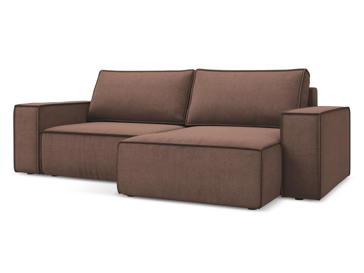 ECKSOFA mit Schlaffunktion Strukturstoff Stoff Pink - Pink/Hellrosa, Kunststoff/Textil (257/148cm) - Makamii