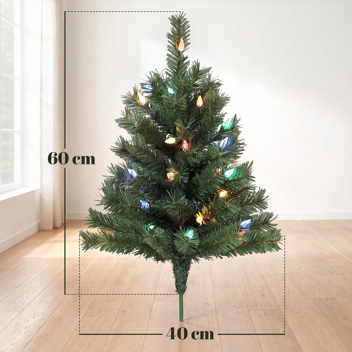 WEIHNACHTSBAUM 2er Set PVC Metall Grün - Grün, Kunststoff (60cm) - HOMCOM
