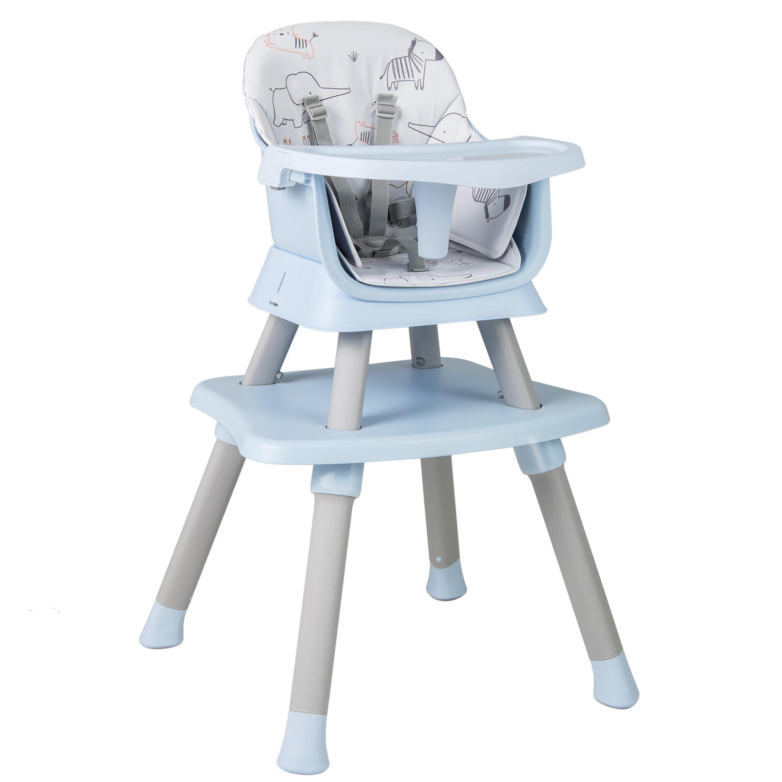 KINDERHOCHSTUHL mit Sicherheitsgurt & abnehmbarem Trichter blau - Blau, Kunststoff (58/98/58cm) - COSTWAY