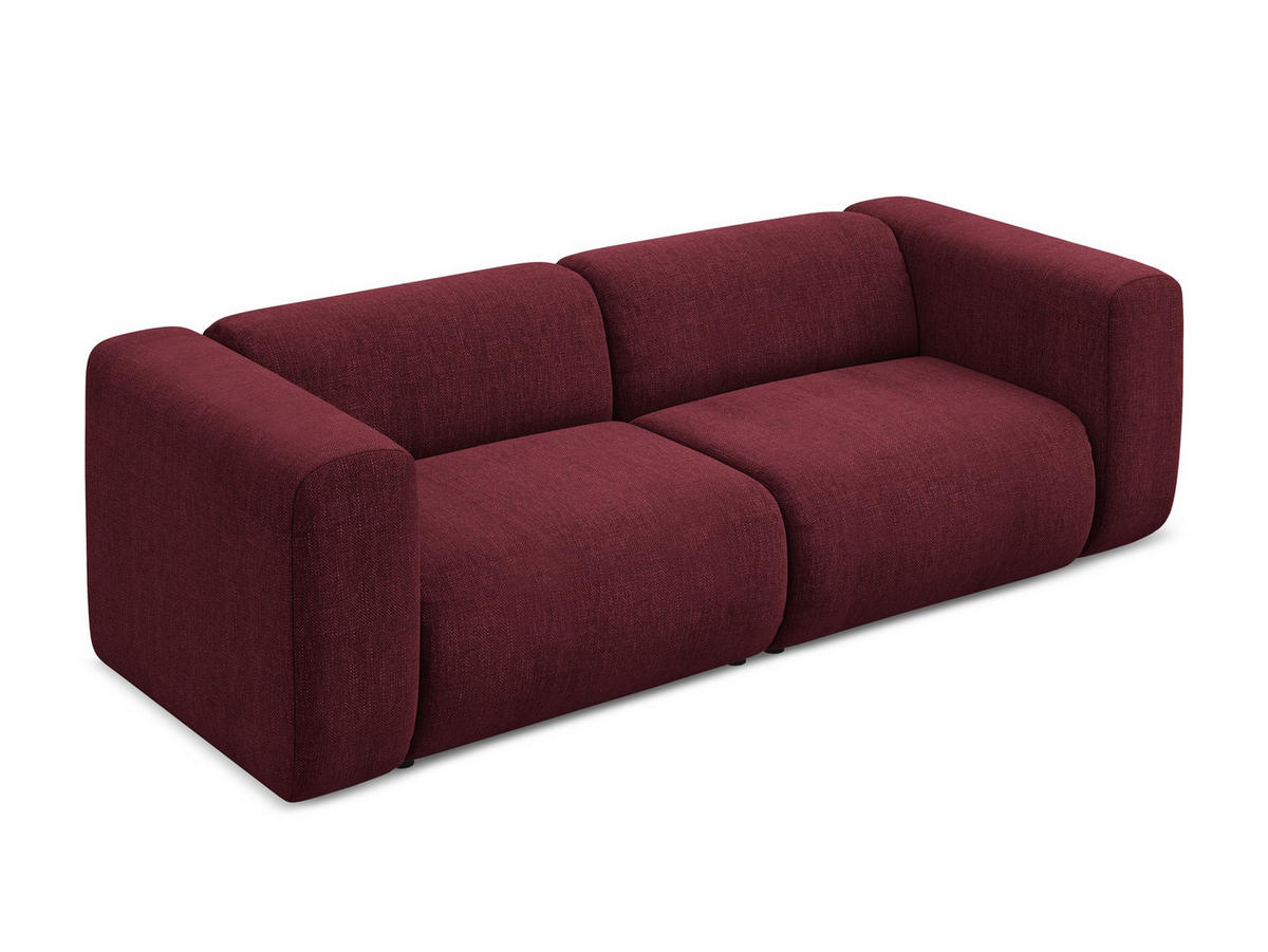 3-SITZER SOFA Chenille Stoff Rot - Rot/Weinrot, Kunststoff/Textil (228/70/89cm) - Makamii