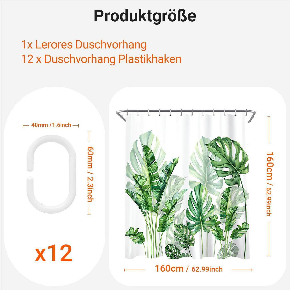 DUSCHVORHANG Grün Blätter 160 x 160 cm - Grün, Textil (160/160cm)