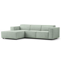 ECKSOFA mit Longchair - Schwarz/Mintgrün, Kunststoff/Textil (260/177cm) - home24