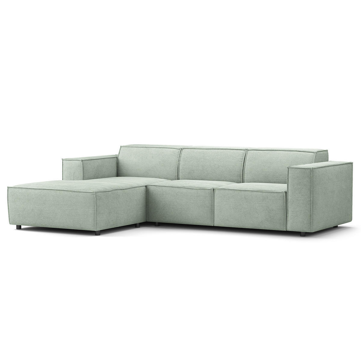 ECKSOFA mit Longchair - Schwarz/Mintgrün, Kunststoff/Textil (260/177cm) - home24