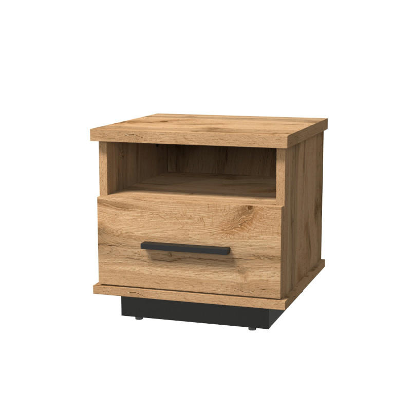 NACHTTISCH Lamelo in Eiche Wotan und Schwarz matt 37 x 36,6 x 35 cm (BxHxT) - Braun, Holzwerkstoff (37/36/35cm)