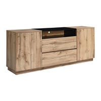 SIDEBOARD mit 2 Türen, 2 Schubladen & 1 Ablagefach - Holzfarben & Schwarz - CEMILINA - Hellbraun, Holz (180/75/40cm) - Vente-Unique