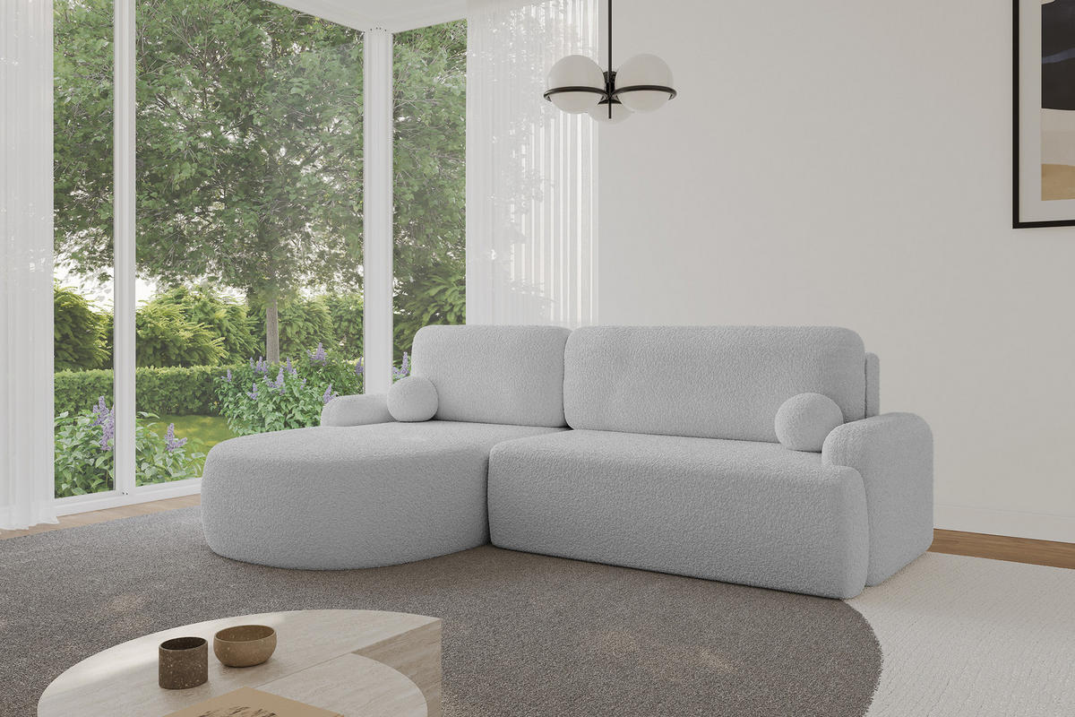 ECKSOFA mit Schlaffunktion und Bettkasten LIRA-L - 264x172x89 Hellgrau - Hellgrau, Holzwerkstoff/Textil (264/172cm) - ALTDECOR