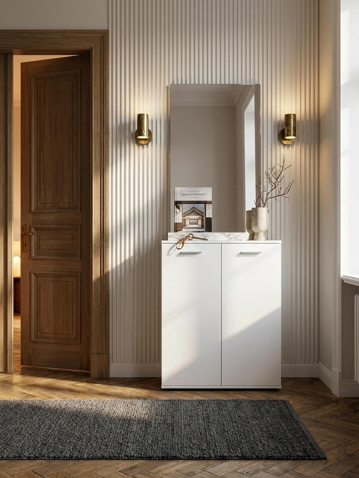 KOMMODE – Holz, mit Türen - Weiß, Holz/Kunststoff (71/104/35cm) - KADIMA DESIGN