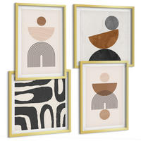 BILDER SET 4er Set - 50x50 cm & 40x60 cm Goldrahmen - Abstraktes Boho-Design - Goldfarben, Kunststoff (50/50cm) - TULUP