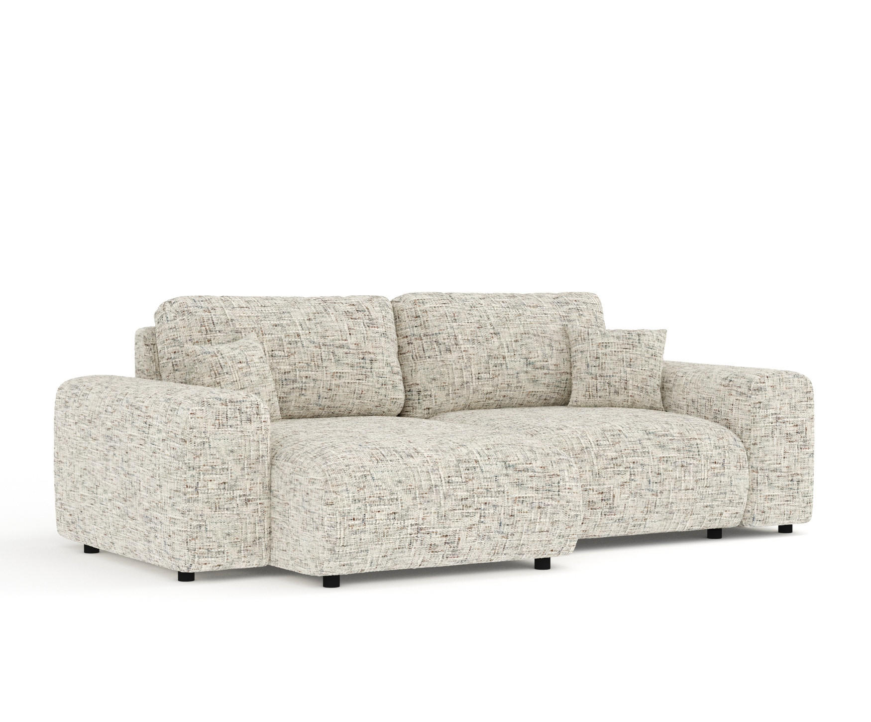 ECKSOFA Zanzibar Beige Webstoff - Beige/Schwarz, Holz/Holzwerkstoff (237/144cm) - Maison de Reve