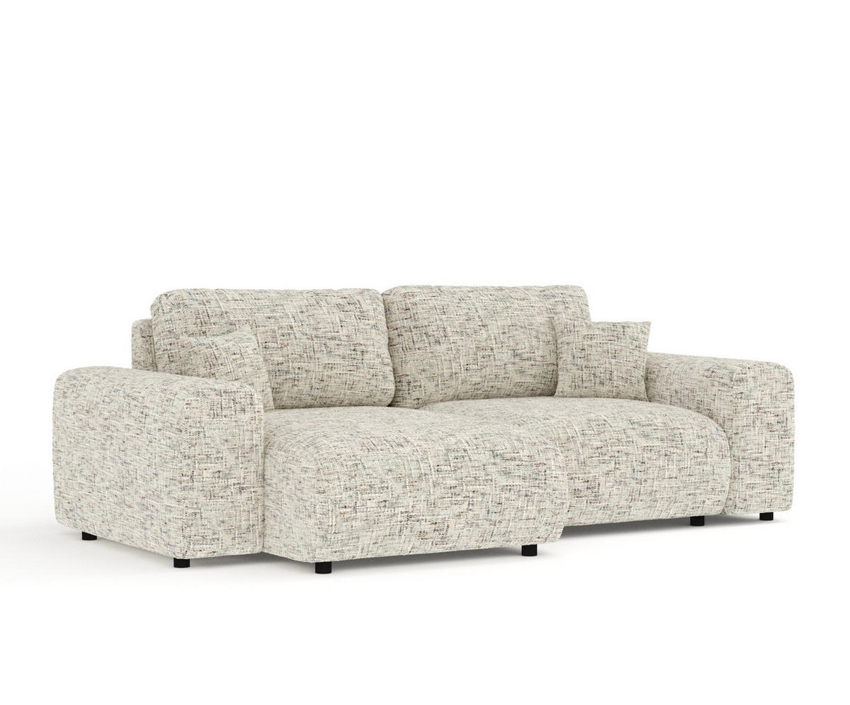 ECKSOFA Zanzibar Beige Webstoff - Beige/Schwarz, Holz/Holzwerkstoff (237/144cm) - Maison de Reve