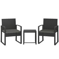 BALKONOVÝ set 55/58/76 cm tmavě šedý z oceli a umělého ratanu se stolkem - tmavě šedá, kov - OKWISH