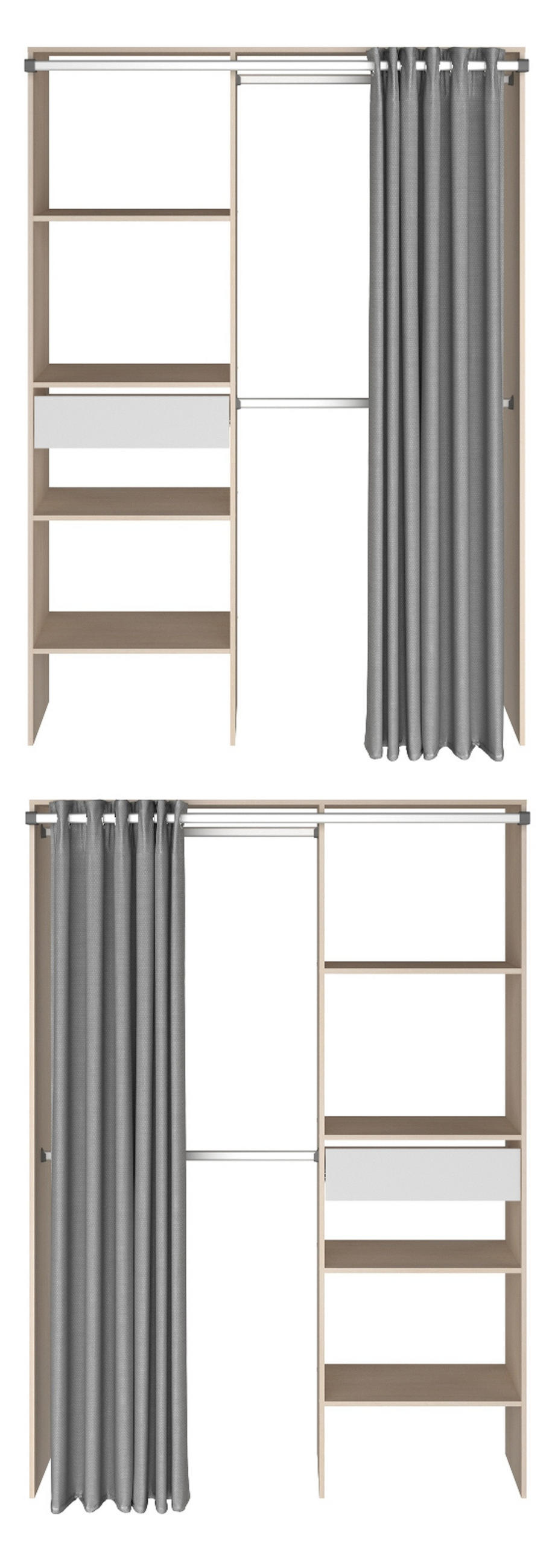 KINDERZIMMER-SET 2-teilig Akazie, weiß, Jugendzimmer mit Hochbett - Eichefarben/Silberfarben, Holzwerkstoff/Kunststoff (206/182/114cm) - Parisot Meuble