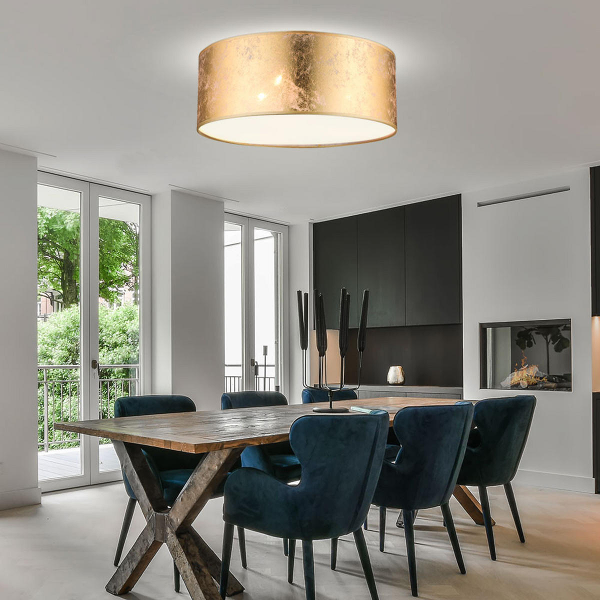 LED DECKENLEUCHTE Metall Gold - Goldfarben, Metall (40/40/17.5cm) - Globo Lighting