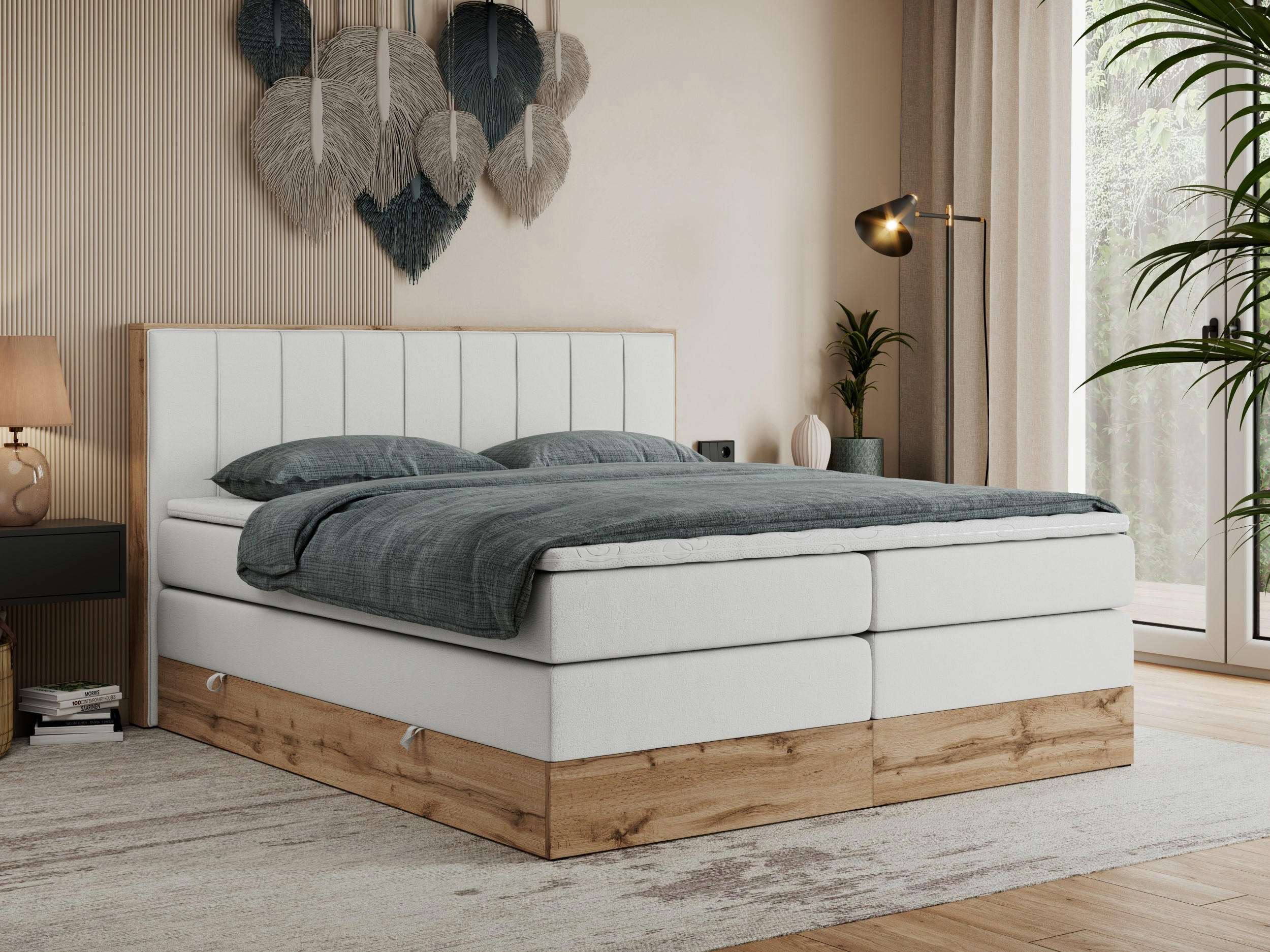 BOXSPRINGBETT BELLISSIMO KING 140/200 Weiß Kunstleder - H3 - Weiß, Holz/Textil (140/200cm) - MKS