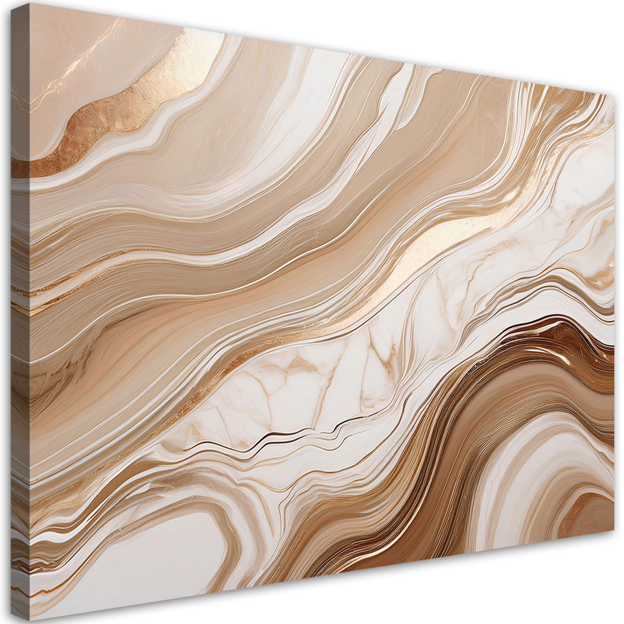 LEINWANDBILD Brauner Marmor mit goldener Abstraktion 60x40cm - Beige, Textil (60/40cm) - Feeby