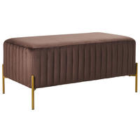 POLSTERBANK Samtstoff Dunkelbraun Utah - Goldfarben/Braun, Textil/Metall (91/43/47cm) - Beliani