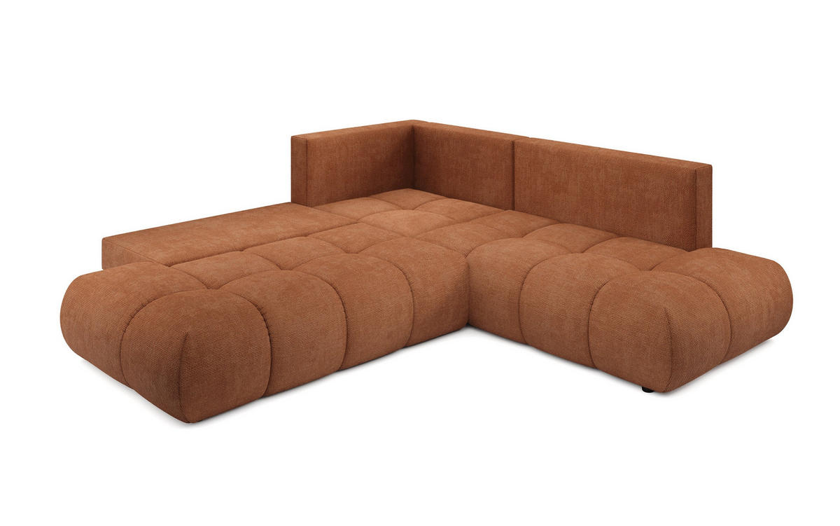 ECKSOFA DUCA II R-S Orange Chenille mit Schlaffunktion - Orange, Holz (266.5/266.5cm) - MASSENO