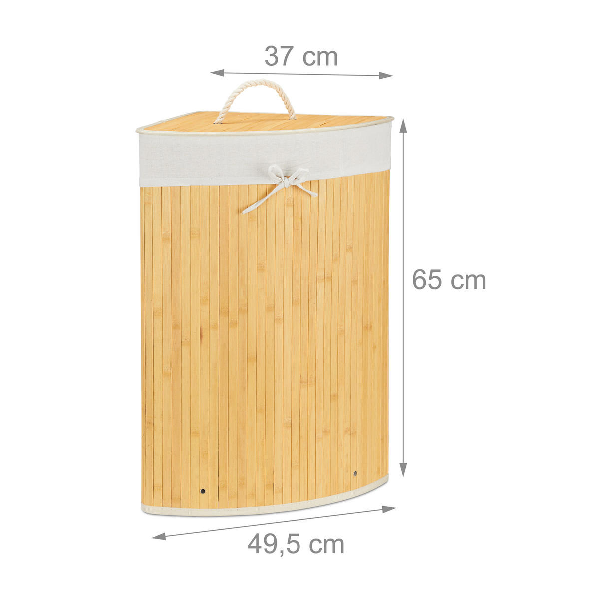 ECKWÄSCHEKORB - Creme, Holz/Textil (49.5/65/37cm) - Relaxdays
