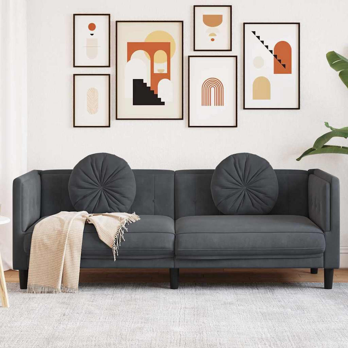 3-SITZER-SOFA Jones - Grau, Naturmaterialien (193.5/77/70cm) - Nettlife