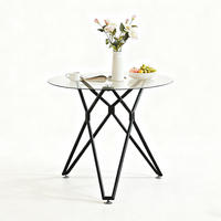 ESSTISCH rund 90 cm Glas Metall Schwarz - Schwarz, Metall (90/90/78cm) - Meubliv