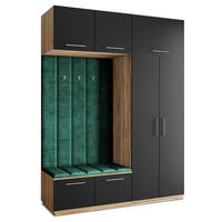 GARDEROBENSCHRANK REMA 180/240/60 cm Modern Garderobe-Set Eiche Wotan - Eiche Wotan/Schwarz, Holzwerkstoff (180/240/60cm) - MASSENO