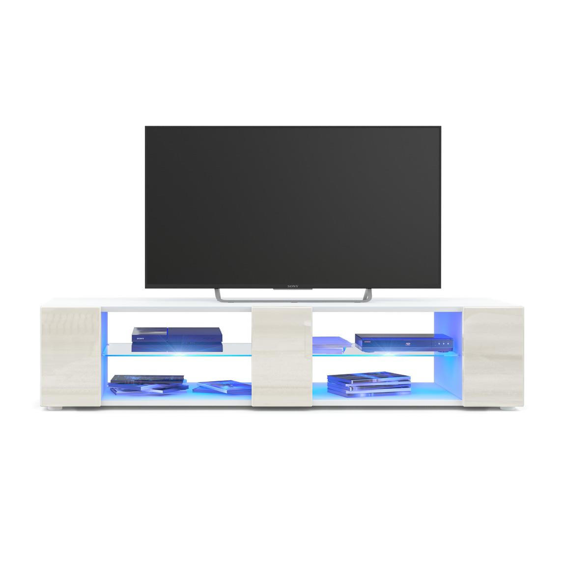 LOWBOARD Movie Fronten in Creme Hochglanz - Creme, Holzwerkstoff (134/29/39cm) - Vladon