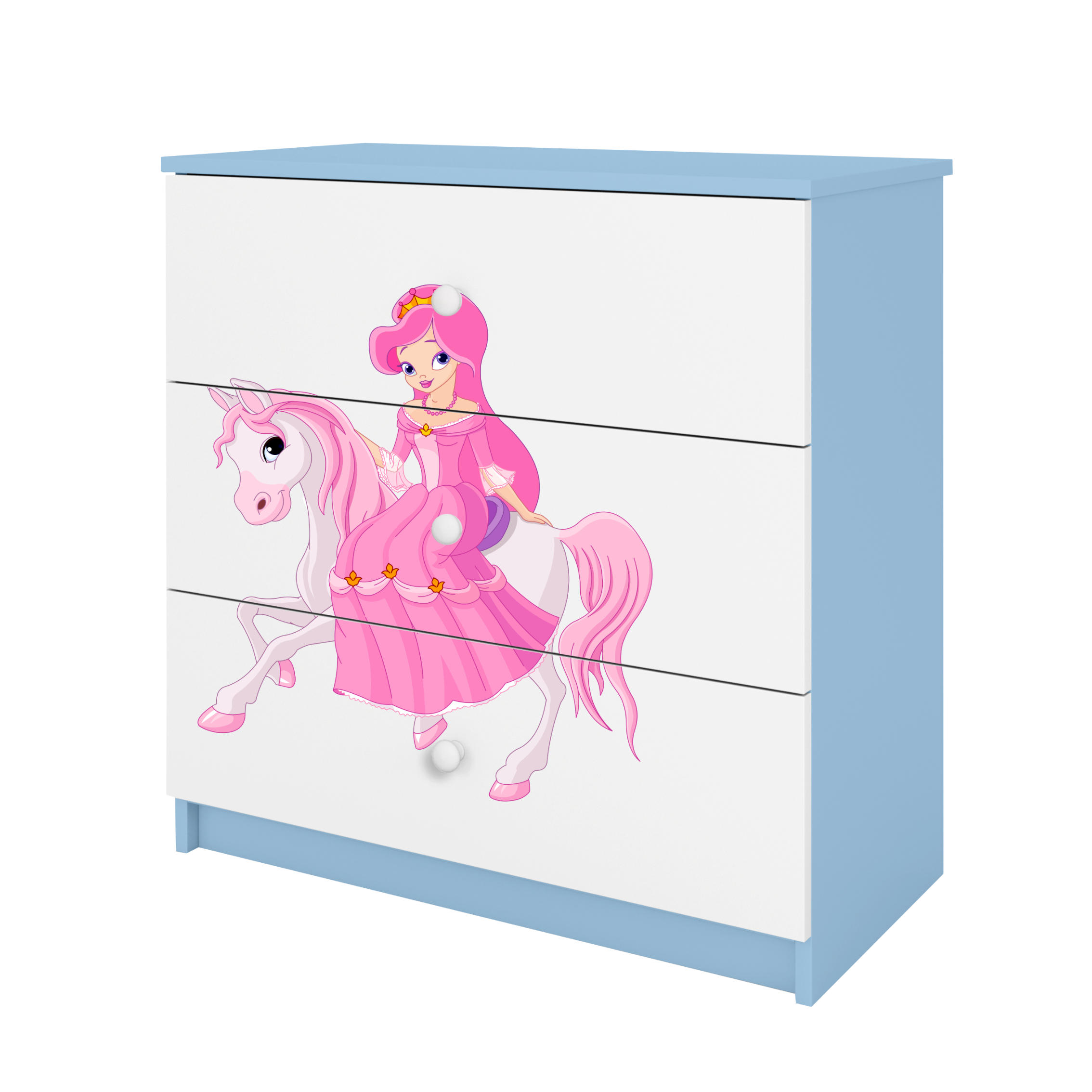 KOMMODE Babydreams Prinzessin zu Pferd 81/81/41 - Blau, Holzwerkstoff (81/81/41cm) - RAUMHIRSCH FURNITURE