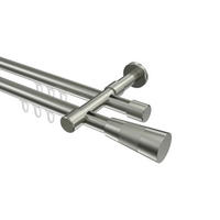INNENLAUF-GARDINENSTANGEN-SET Prestige Tanara 400 cm (geteilt in 2 x 200 cm), 2-läufig, 20 mm Ø Edelstahl-Optik - Edelstahlfarben/Silberfarben, Metall (400cm) - INTERDECO