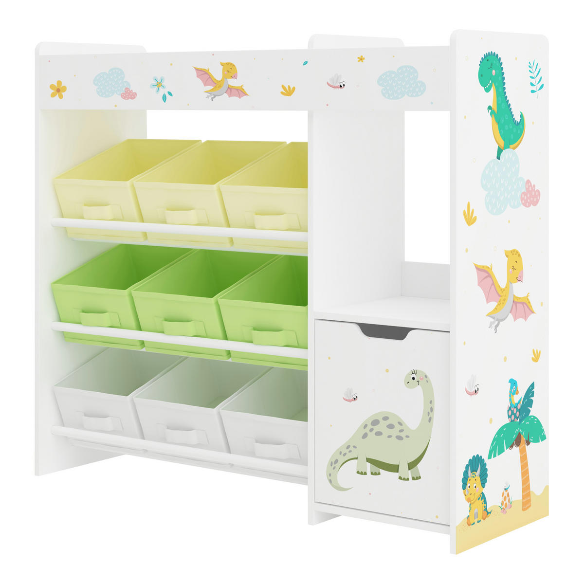 KINDERREGAL Søndreland - Gelb/Weiß, Holzwerkstoff (90/80/29.5cm) - [en.casa]