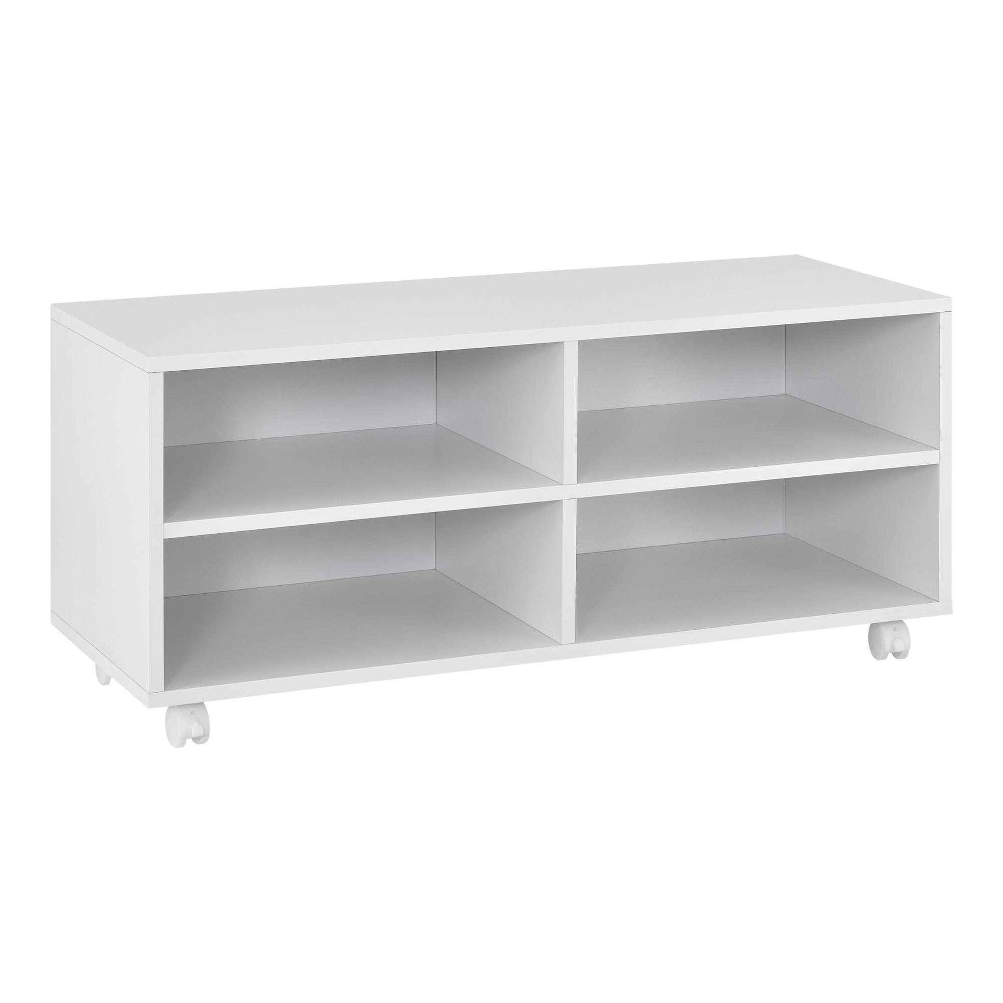LOWBOARD Gränne - Weiß, Holzwerkstoff/Kunststoff (90/40.5/35cm) - [en.casa]
