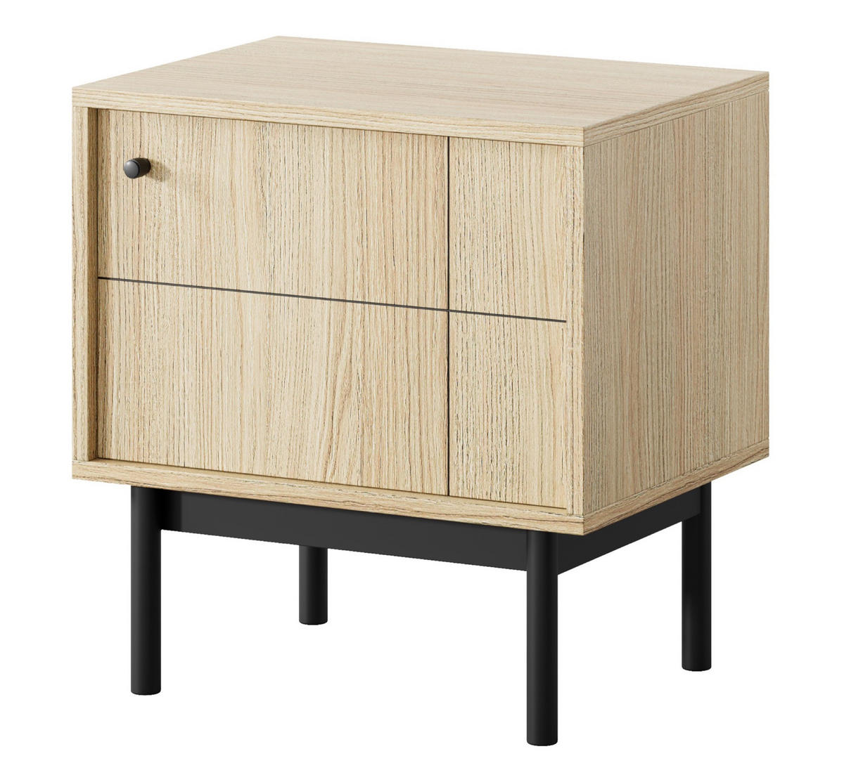 NACHTTISCH Japandies Eichenholzoptik 54 cm - Eichefarben/Schwarz, Holz/Holzwerkstoff (54/56.6/39cm) - Selsey