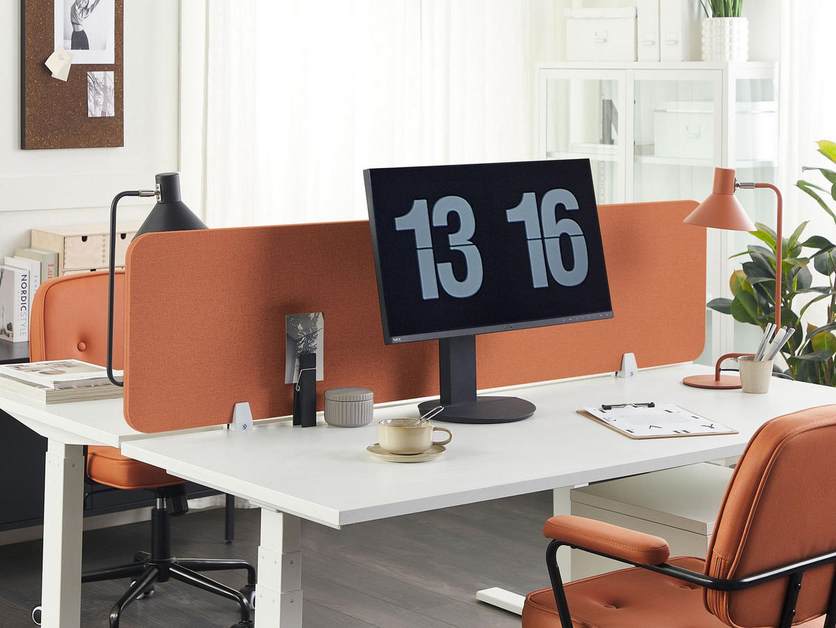 SCHREIBTISCHTRENNWAND 130 x 40 cm Hellrot Wally - Rot, Textil (130/40/2cm) - Beliani
