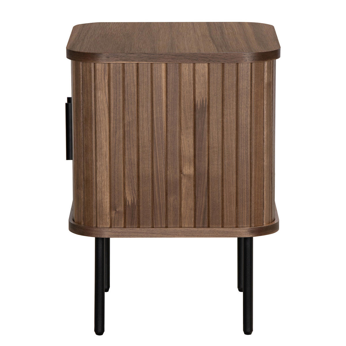 NACHTKOMMODE - MDF / Metall - Eiche - Walnussfarben/Schwarz, Holzwerkstoff/Metall (45/55/40cm) - home24