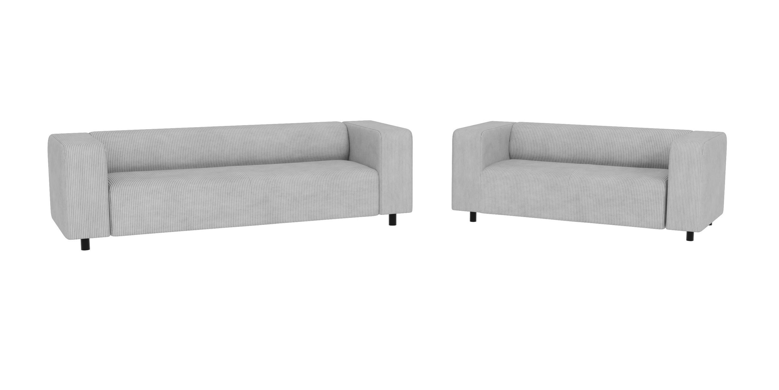 S-Style Sitzgarnitur Hellgrau 175x65x80 cm