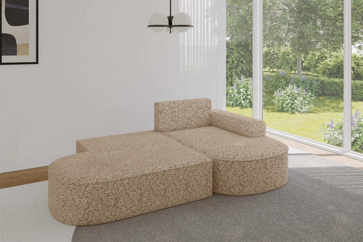 ECKSOFA mit Schlaffunktion und Bettkasten Ottomane Rechts MARI-L1-S - 283x167x85 cm Braun Tissu - Schwarz/Braun, Holzwerkstoff/Kunststoff (167/283cm) - ALTDECOR