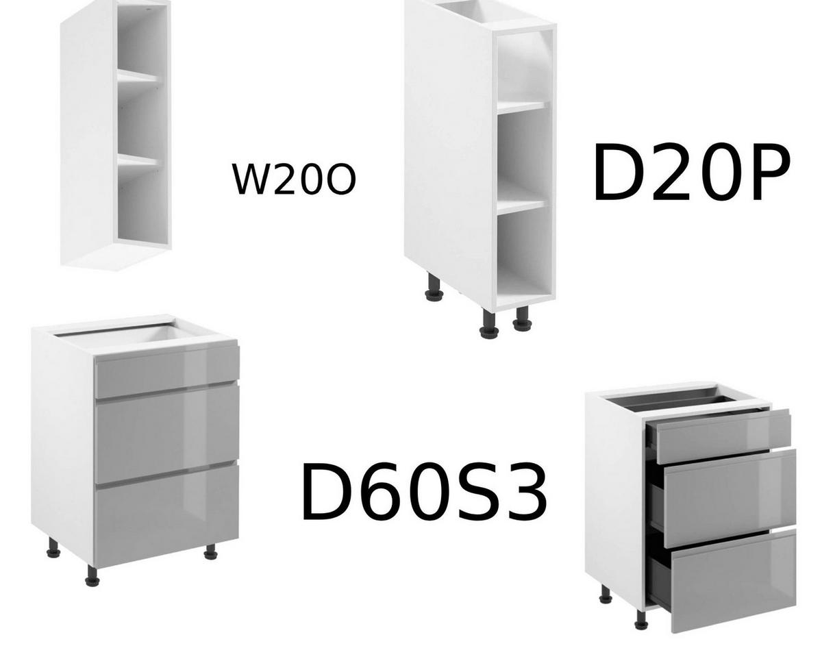 ECKKÜCHE 230 x 320 × 230 cm- Aspen K102-M780 - in Grau/Hochglanz - Grau, Holz/Holzwerkstoff (320/212/230cm)