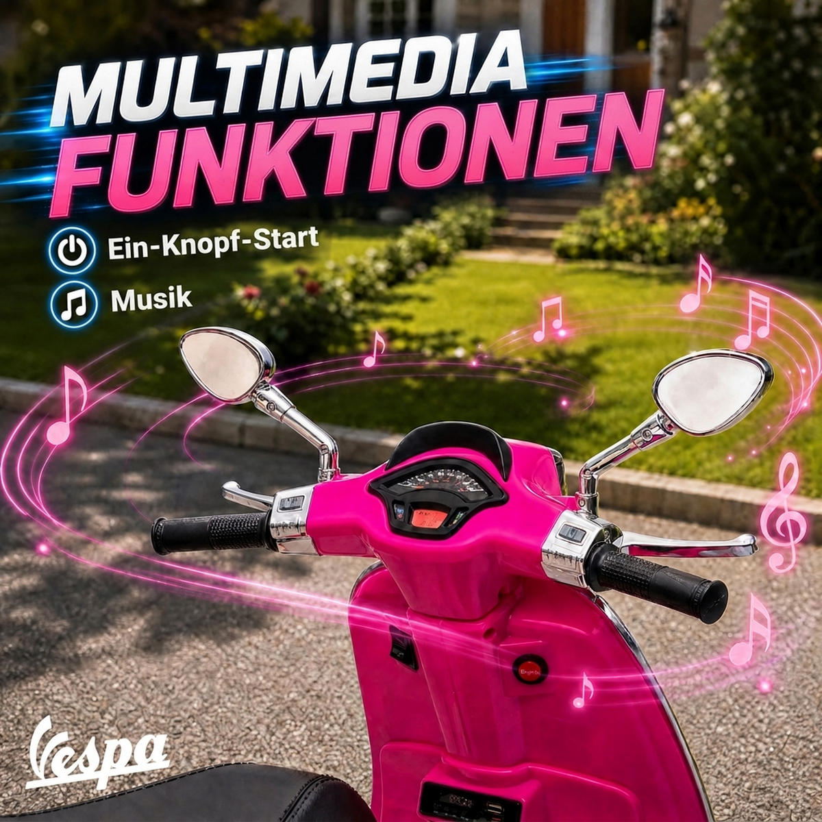 KINDER-ELEKTRO-MOTORRAD Kunststoff Metall Rosa - Rosa, Kunststoff (107/47/73cm) - AIYAPLAY
