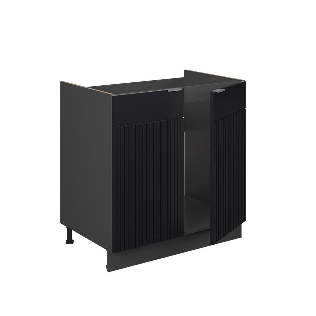 KÜCHENSCHRÄNKE Fame-Line Schwarz gestreift 80 cm , AP Marmor - Anthrazit/Schwarz, Holzwerkstoff (80/82/60cm) - Vicco