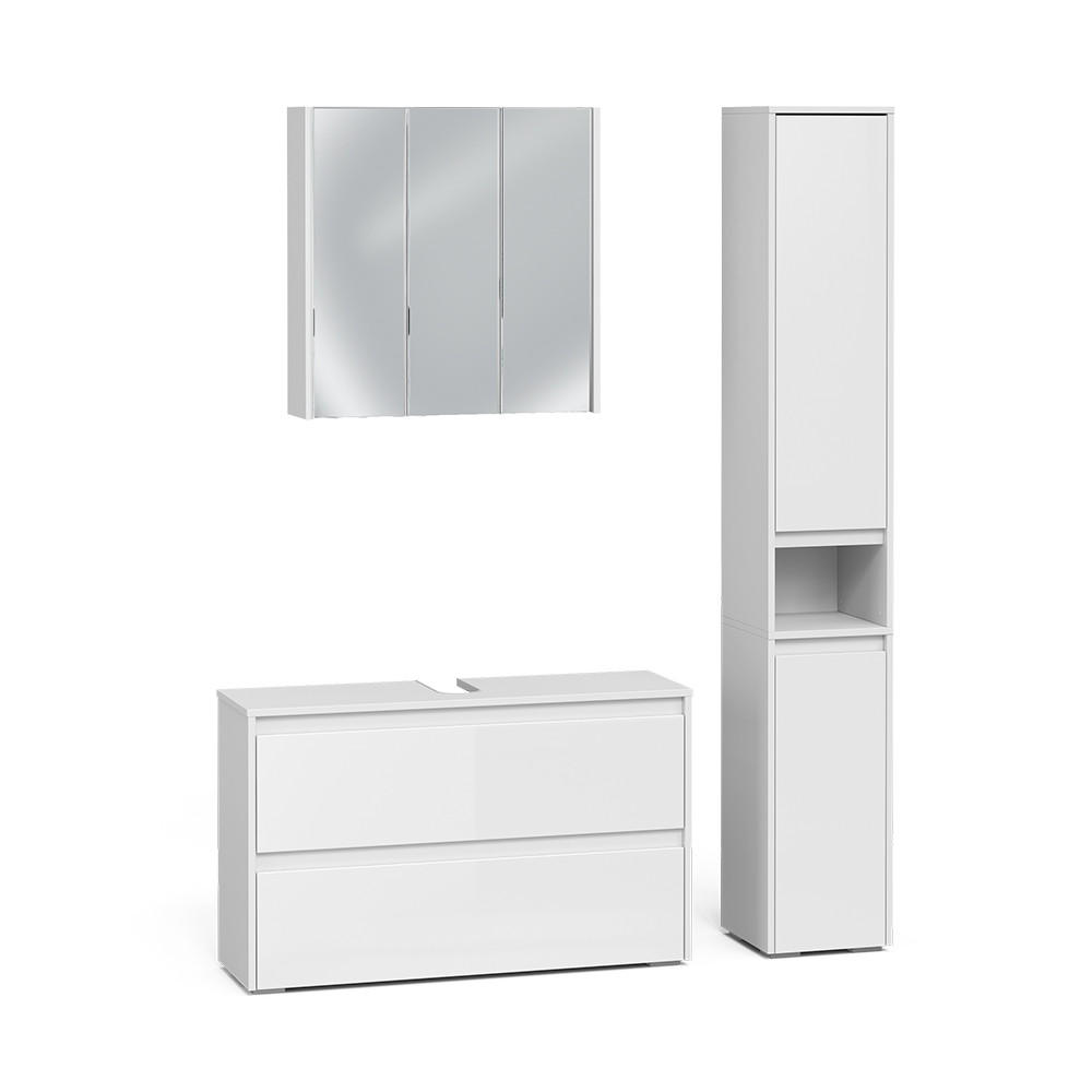 Vicco Badmöbel-Set Weiß Hochglanz, Weiß 100x62x30.1 cm