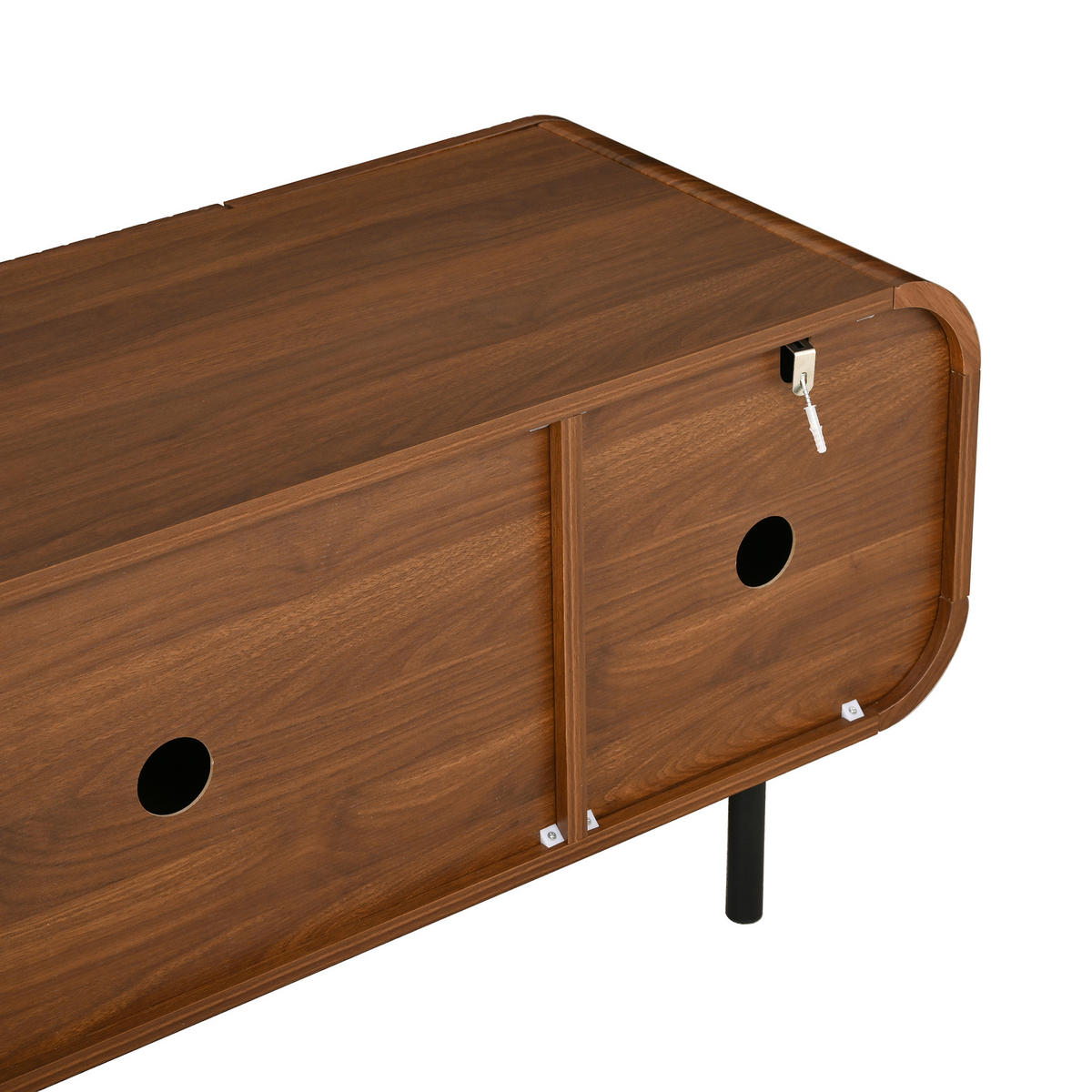 TV niska komoda 180/40/47,5 cm u boji oraha s 3 vrata i 2 ladice - smeđa, drvni materijal (180/47.5/40cm) - CHICFURN