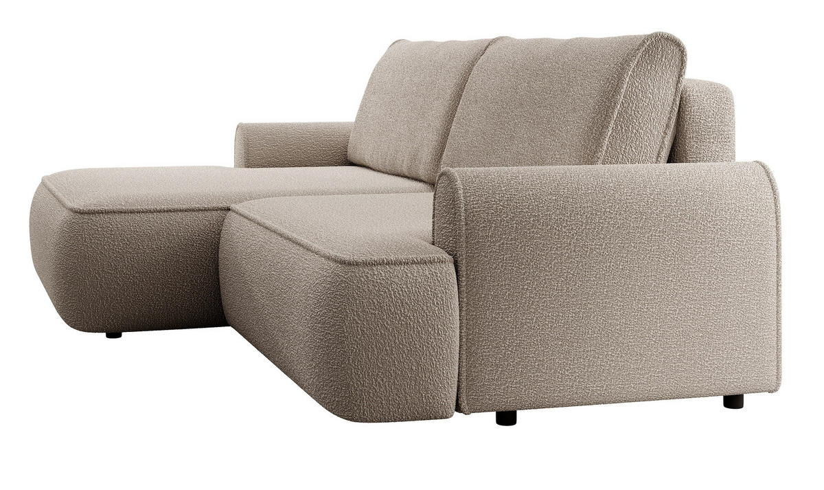 ECKSOFA 250 cm Mareno mit Bettkasten, Schlaffunktion, Links, Beige - Beige, Holz (250/146cm) - Emporius