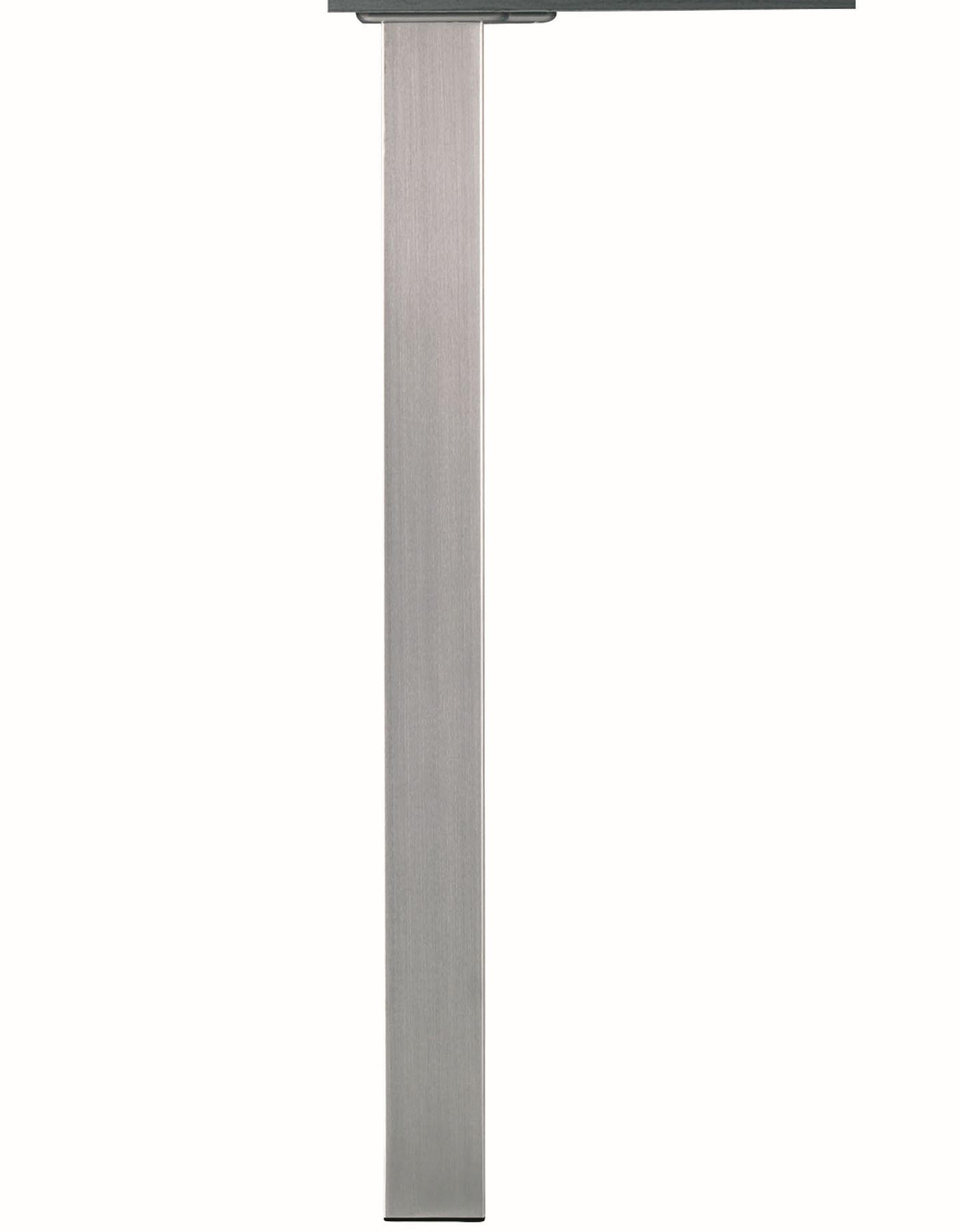 TISCHBEIN Quadra 87cm, höhenverstellbar (+1cm), Edelstahl, max 150kg - Edelstahlfarben, Metall (6/87/0.01cm)