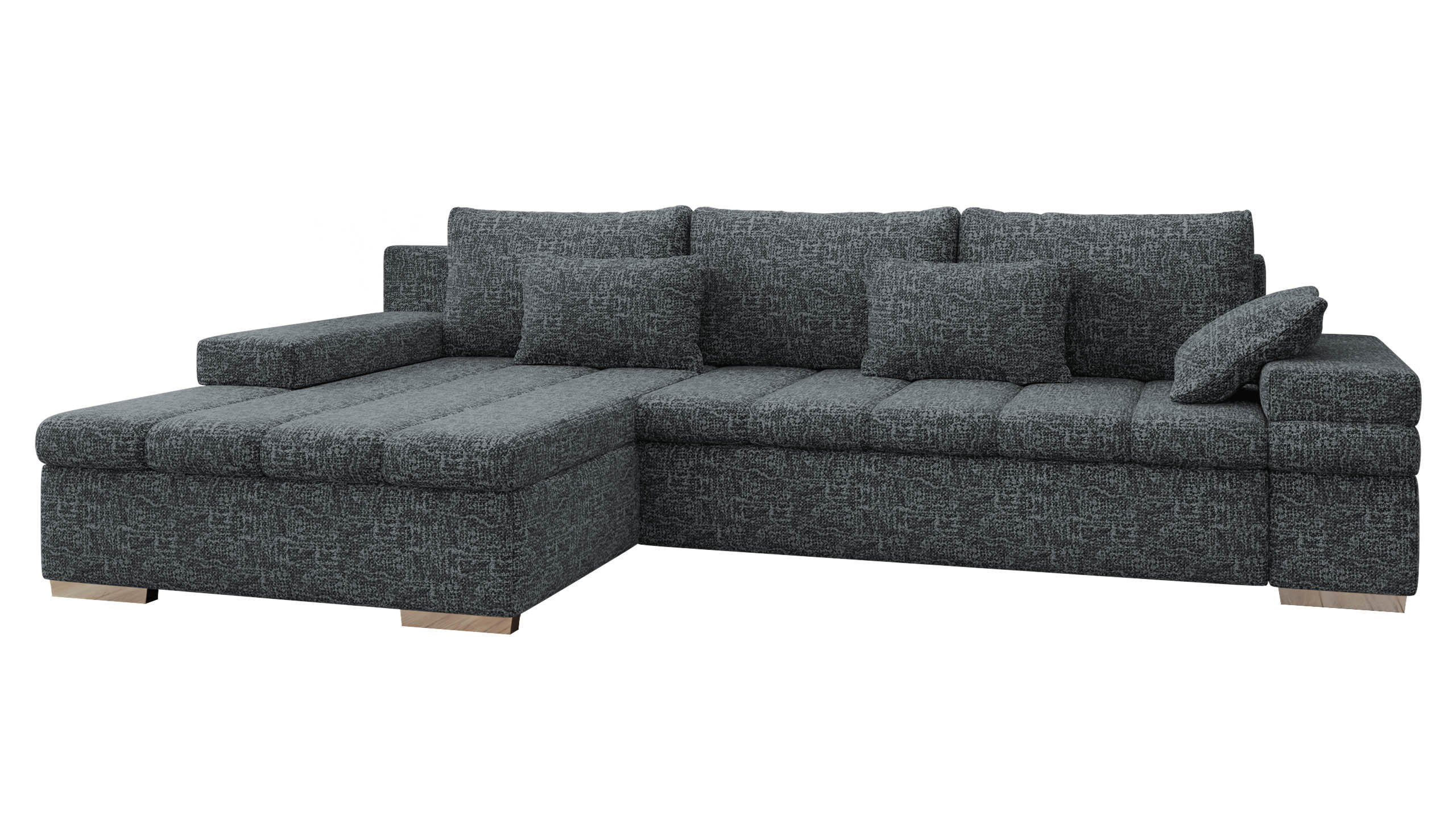 ECKSOFA Bangkok, Seite: Links - Greige/Silberfarben, Holz/Textil (310/175cm) - MIRJAN24
