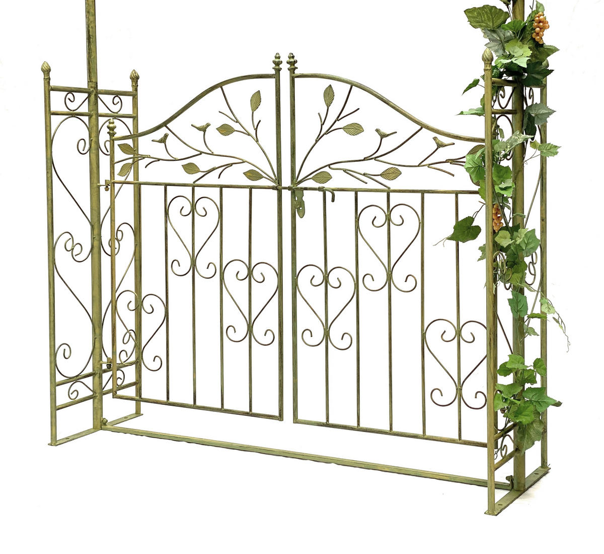 ROSENBOGEN mit Tür Wetterfest Metall Breite 130 cm Grün 93997 - Grün, Metall (130/250/40cm) - DanDiBo