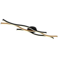 LED DECKENLEUCHTE Metall Holzoptik Schwarz-matt - Schwarz, Metall (108/18/6cm) - Globo Lighting