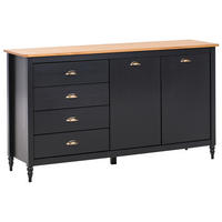 SIDEBOARD se 2 dveřmi Borovicové dřevo Černý Shillington - černá, dřevo (150/83/40cm) - Beliani